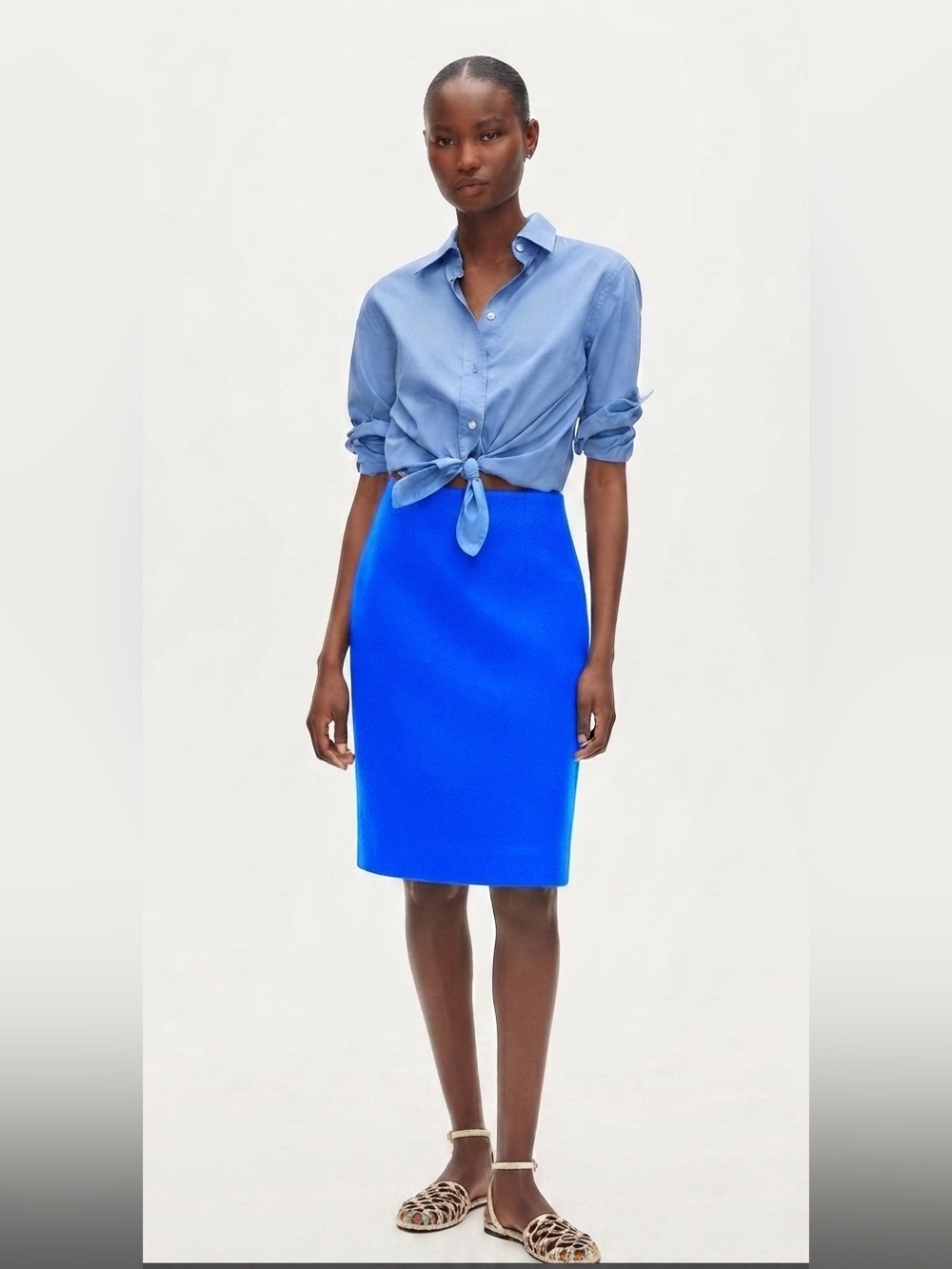 J.Crew "The Pencil Skirt" - Royal Blue Wool Blend